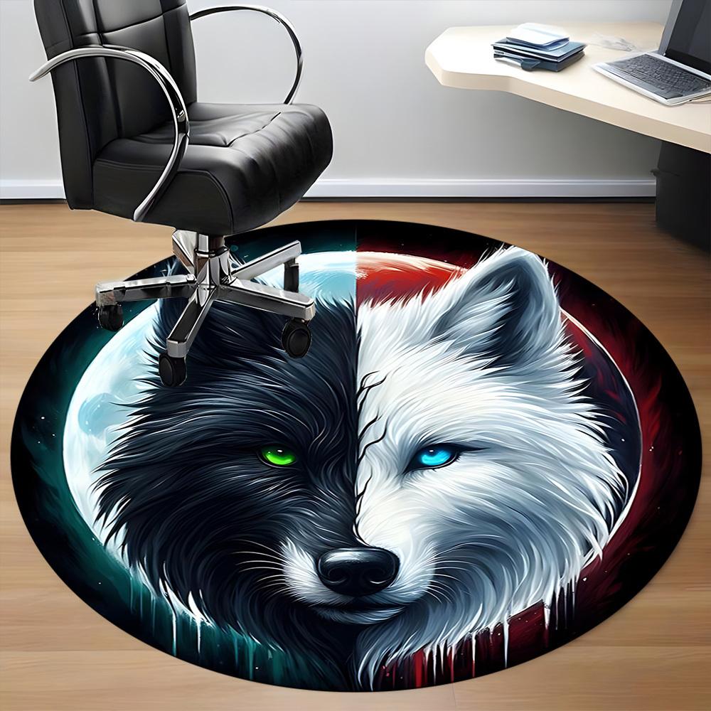 1pc Wolf Moon Office Round Area Rug, Under Office Chairs Bedroom Living Room Home Decor, Room Deco, Available in Various Sizes