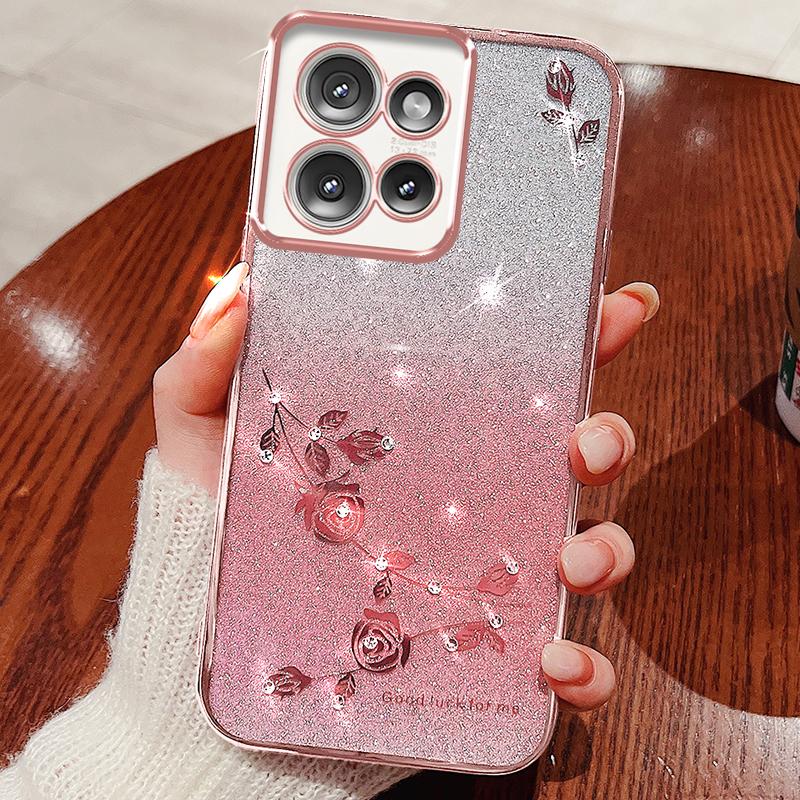 KADEM For Motorola Edge 50 5G Case Flower TPU Flexible Gradient Phone Cover