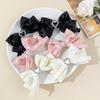 2pcs Heart Shaped Bow Hair Clip Sweet Rhinestone Double Ponytail Headwear Kawaii Lolita Cosplay Headdress Jk Uniform Hair Accessory