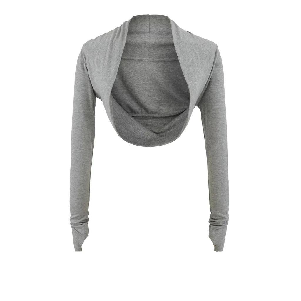 Damen Spicy American Langarm Cropped Sport-Strickjacke mit Daumenloch für Yoga und Tanz