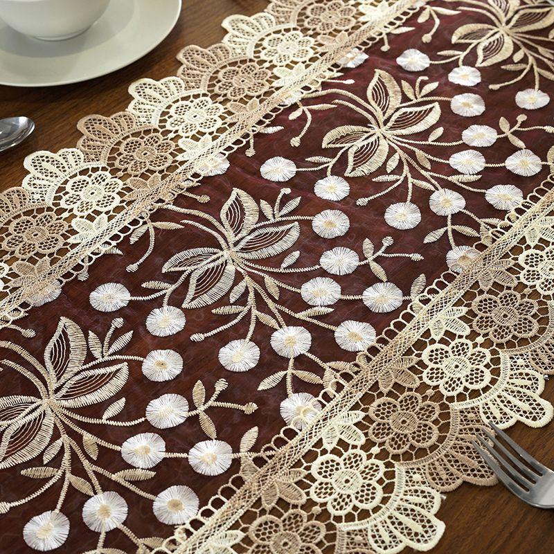 

Living Room Coffee Table American-Style Shoe Cabinet Cover Cloth Dining Table Wine Red Dandelion 40*90cm