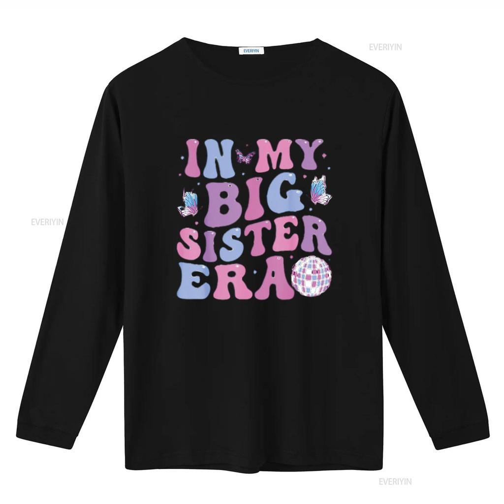Groovy In My Big Sister Era Womens T Shirt White vintage Washed Versatile Slightly Top For Everyday Wear Comfortable Stretched