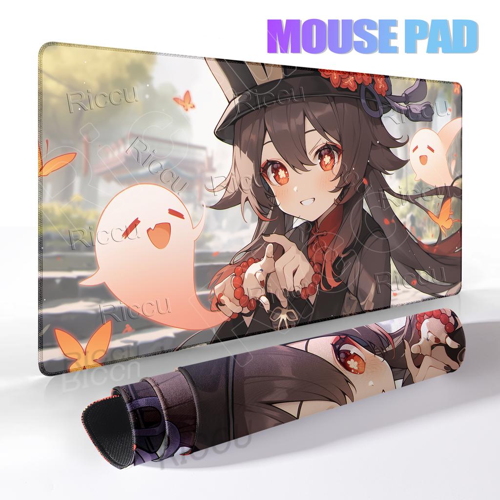 Extended Anime Kawaii Hu Tao Mousepad Non-slip Rubber Gaming Genshin Impact Mouse Pad Keyboard Professional Rugs Computer Carpet