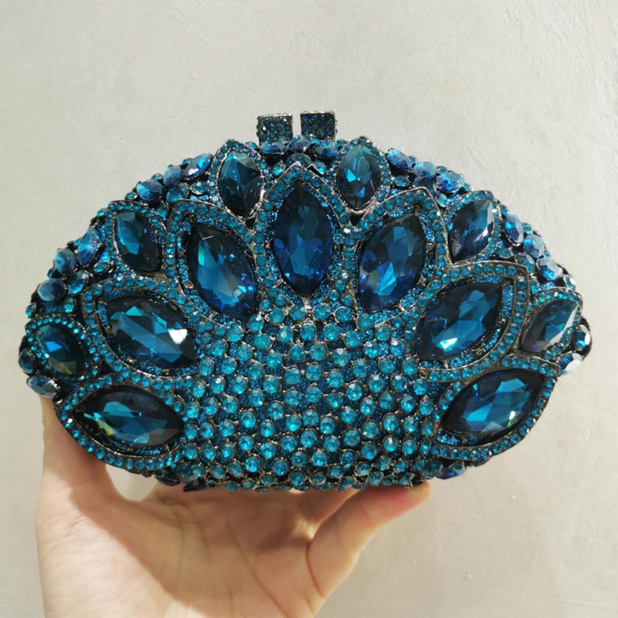 

Big Rhinestone Evening Purses Handbags WHTUOHENG Women Crystal Bags Pink/Red/Green/Gold Clutch Money Wedding Purses Bags 19cmX11.5cmX7cm