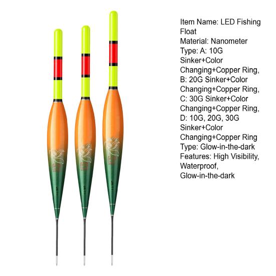 1 Set LED Lighted Fishing Float High Visibility Waterproof Long Casting Light-up Buoy Bobber Float Saltwater Freshwater Carp Fishing Accessories