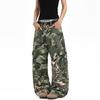 American retro ripped patch embroidery camouflage jeans men's loose wide-leg tooling casual pants high street ruffian handsome