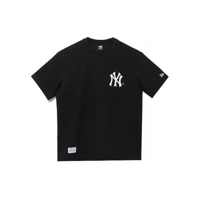 New Era X MLB New York Yankees Logo Bogstavprint Rund Hals Sommer Amerikansk Kortærmet T-shirt Unisex T-shirts Sort 13546490