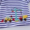 Little Maven Tops Children's Clothing Cartoon Excavator Kids Clothes 2026 Summer Baby Boys Short Sleeve Striped  T Shirts Cotton