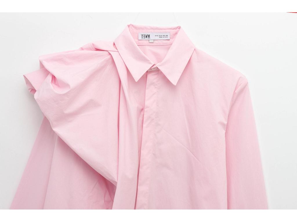 2025 Spring European & American Style Women's Puff Shoulder Poplin Fashion Shirt