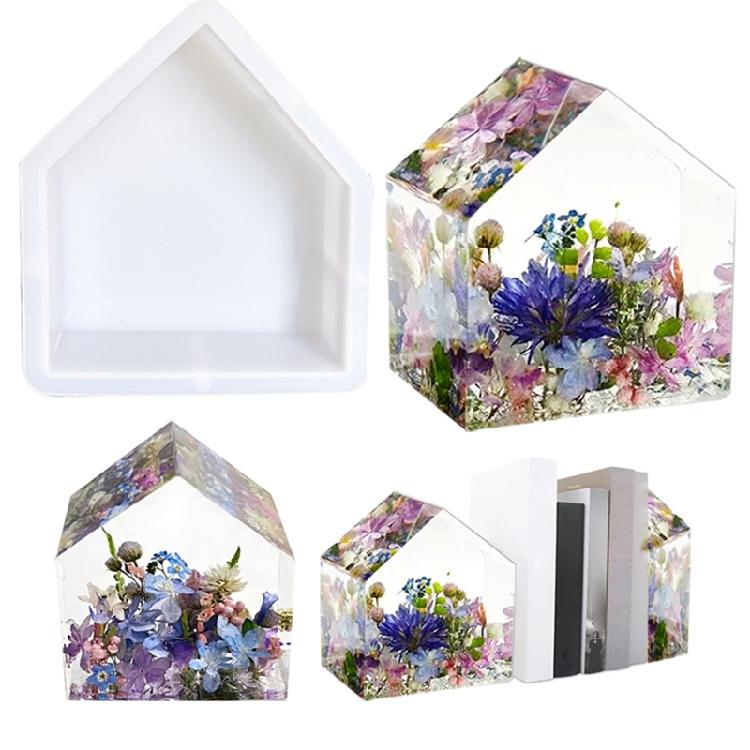 Mirror Epoxy Resin Silicone Molds House Shaped Beautiful Crystal Ornament