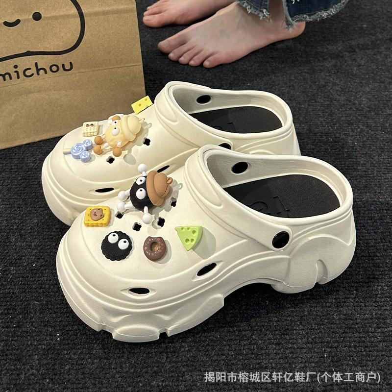 [] Cave shoes sandals women's summer wear heightened thick-soled non-slip beach baotou