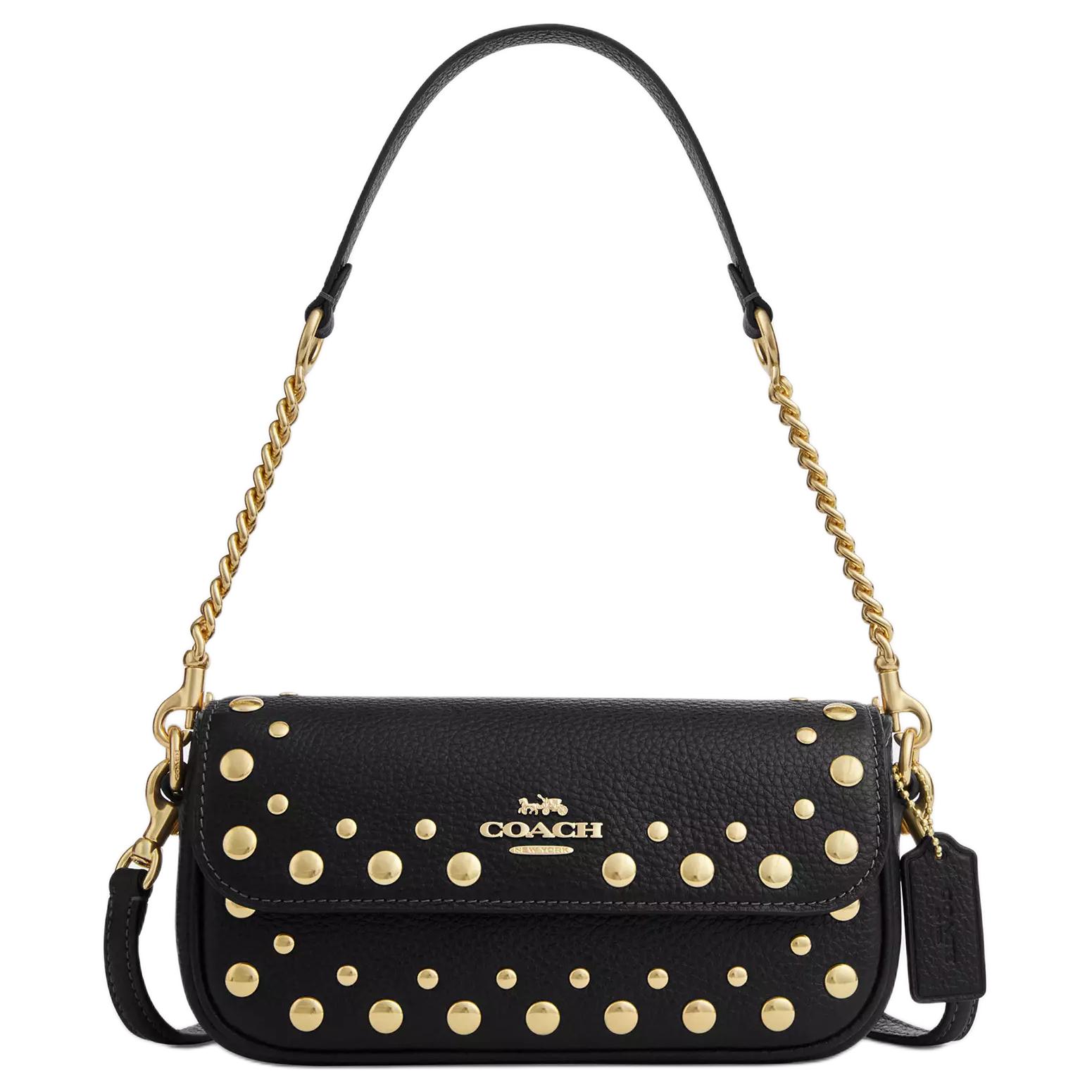 

Coach Hailey Flap 19 With Rivets Letter Logo Exquisite Pebble Leather Crossbody Shoulder Bag Small Women bags Black CAN97-IMBLK Basic Set (Bag+Dust Bag)