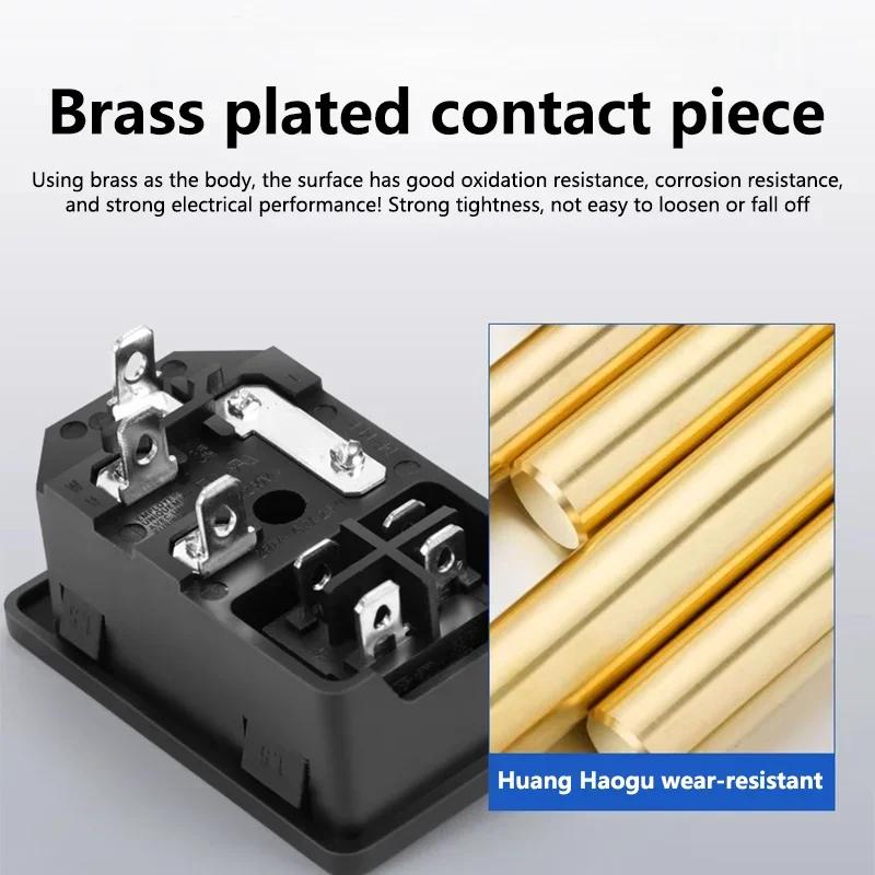 5/20Pcs AC Power Plug Socket Rocker Switch IEC 320 C13 C14 3Pin Male Female Electrical Connector with 250V 10A Fuse and Red Lamp