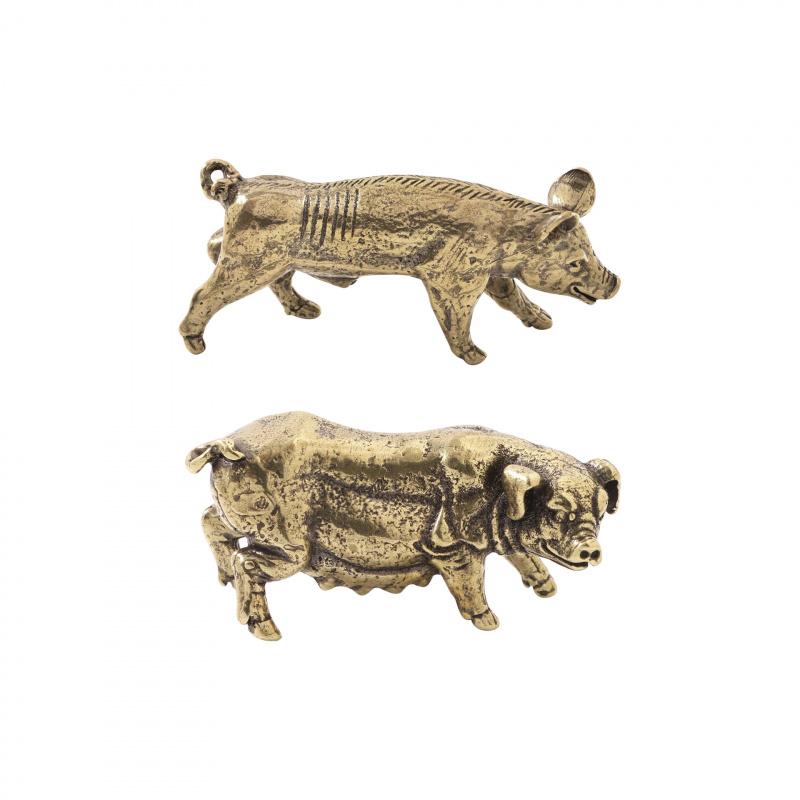 Čajový mazlíček Zvířecí ozdoba na stůl Pevná Hvězdné znamení Vepř Pár Starožitná bronzová řemeslná práce