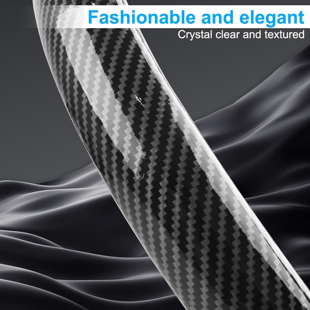 Carbon Fiber Steering Wheel Cover 3PCS, Non-Slip Grip For Universal Cars,Fit For 14–16 Inch Wheels, Interior Accessories For Cars Trucks (Black)