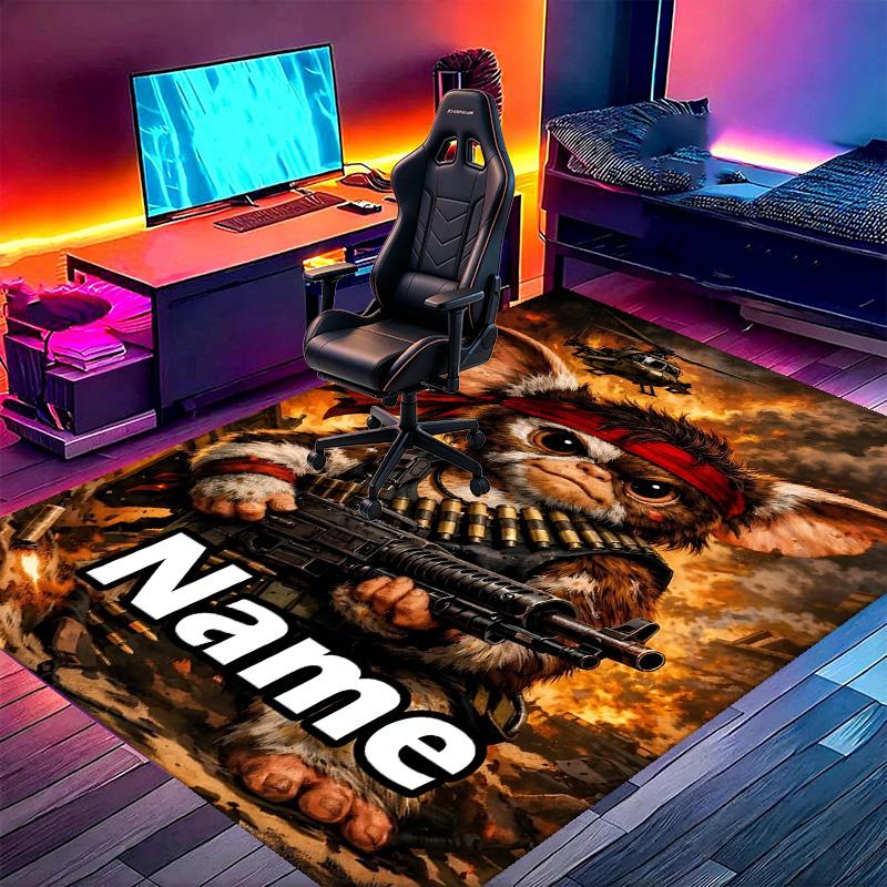 Custom Name Personalized Gizmo Print Carpet, Versatile Home Decor Rug, for Playroom, Apartment, Balcony, Entryway, Hallway Gift
