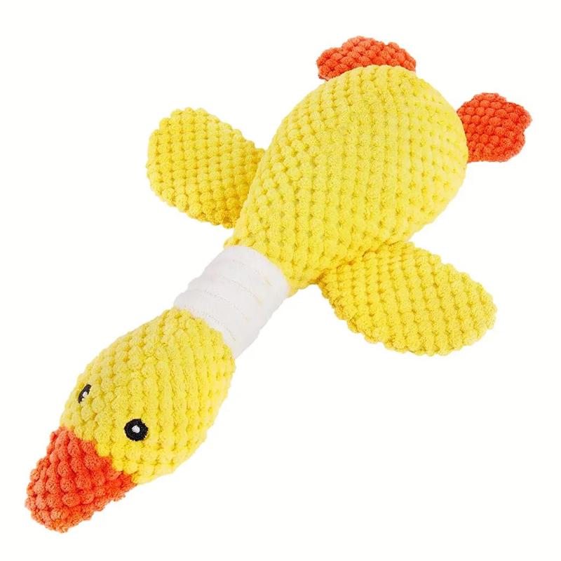 Durable plush goose shaped dog toy, suitable for skinning and playing - soft, chewy fabric, healthy teeth, and interactive fun