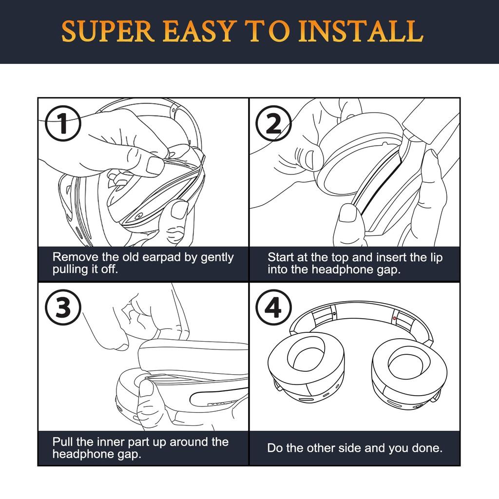 SOULWIT Ear Pads Ear Cushions Headphone Pads for Sony MDR-XB950 XB950BT XB950B1 XB950N1 XB950AP Over-Ear Wireless Headset Replacement Pads Soft Protei