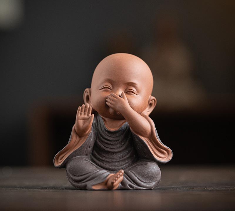 Ceramics Little monk Figurine small statue Creative home room office decorations Chinese specialty ornaments