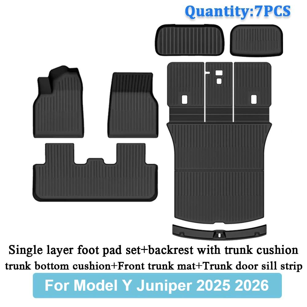 TPE Car Integrated Trunk Liners For Tesla Model Y Juniper 2025 2026 Double Layerd Mats Trunk Door Sill Guard Plate Backrest Mats