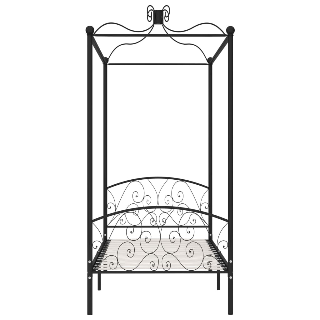 Black Metal Canopy Bed Frame 90 x 200 cm