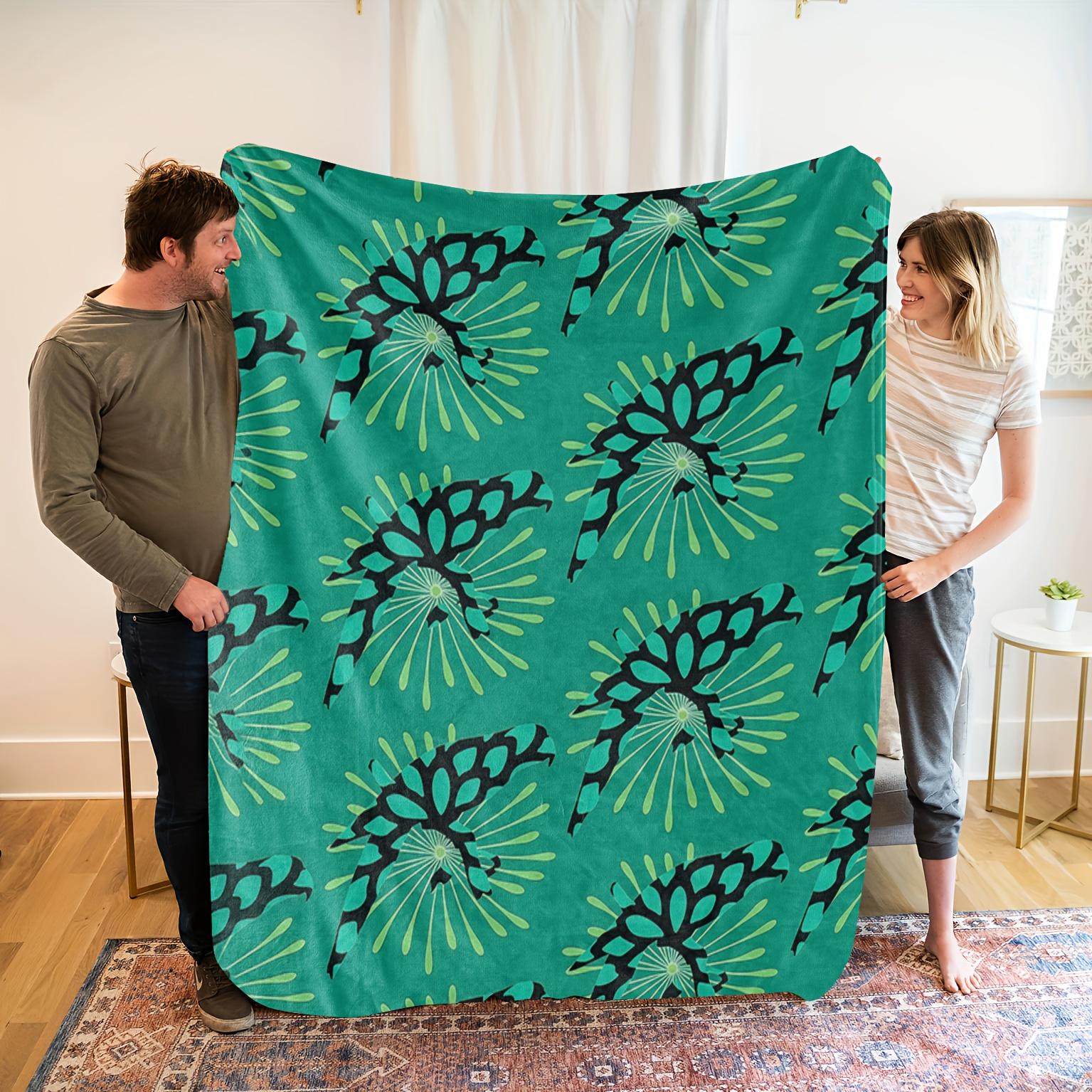

Leaf Pattern Fleece Blanket - Soft Polyester All-Season Throw with Vibrant Green Leaf Print, Contemporary Style, Machine 130x150cm51x59in