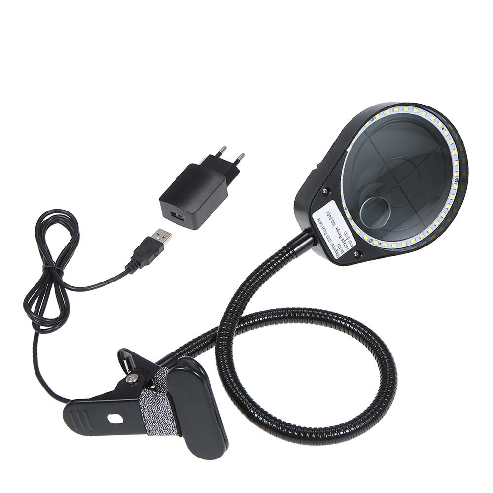 Tomshine LED 3XCelsius10X Magnifier Glass with Clamp Clip Table Light Desk Lamp Magnifying Lens Design Illuminated Dimmable Brightness    