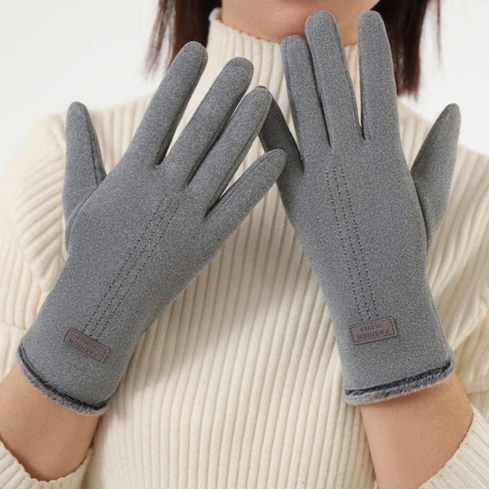 

Осенне-зимние перчатки для верховой езды, теплые варежки для спорта на открытом воздухе, модные перчатки с полными пальцами для женщин серый