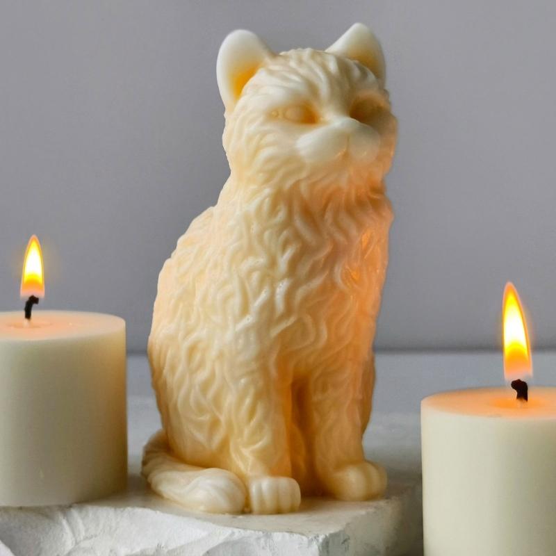 Easy To Clean Silicone Candle Mold Soap Moulds Sitting Cats Shape Resin Project Moulds Silicone Texture for Candle
