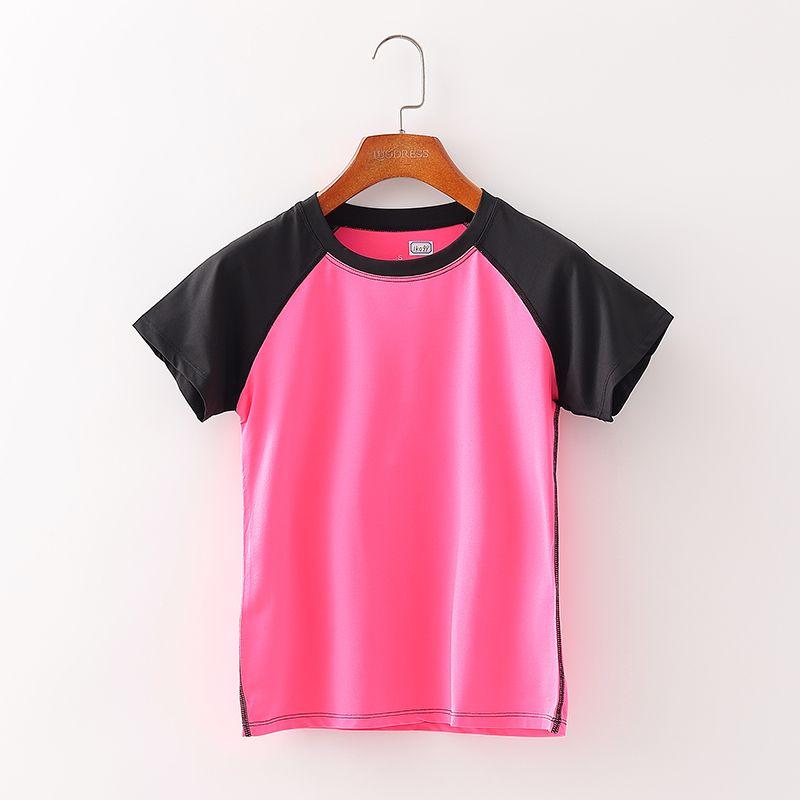 

[Кай] Спортивный бренд для йоги Скидка Женская одежда Быстросохнущая Цветной пэчворк Высокая эластичность Футболка с коротким рукавом для бега 1k099 Rose Red S