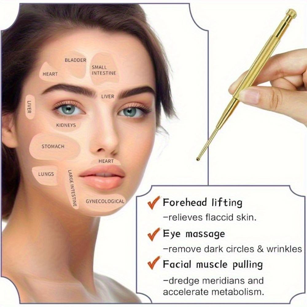 2Pcs/Set Facial Reflexology Massage Tool Retractable Acupuncture Pen Double Headed Spring Ear Care Tool Point Probe Pen Massager for Face