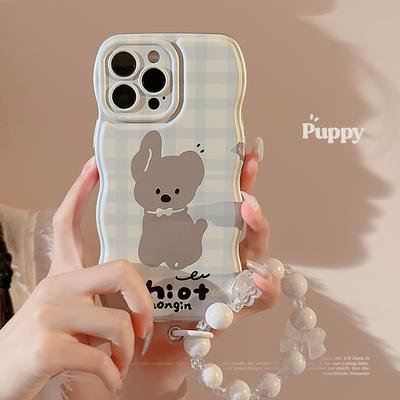 Korean Style Puppy for 15 for Apple for IPhone17 Mobile Phone Case 16promax Hollow Plaid 11 Electroplating