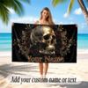 Skull Gothic Theme Beach Towel Personalized Custom Name & Text Soft Quick Dry Beach Towel for Swimming Travel
