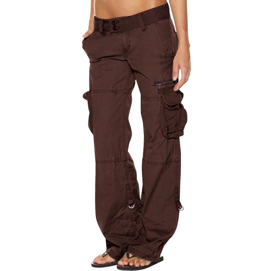 Retro French Wide-Leg Women's Cargo Pants with Multi-Pocket Design - European & American Style, Casual and Loose Fit