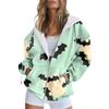 Vintage Printed Hooded Sweatshirt Sportwear Coat for Women 3D Pocket Hoodies Autumn Women's Button Down Jacket