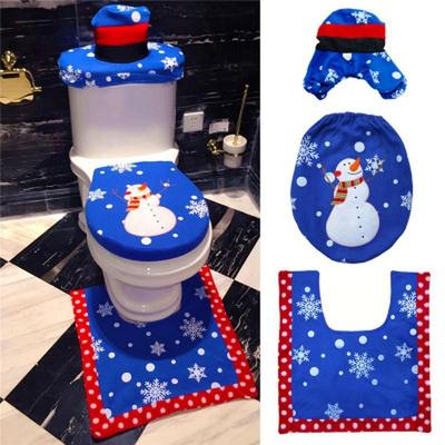 3Pcs/set Christmas Toilet Seat Cover Anti-Slip Bathroom Mat Toilet Rug Christmas Decoration for Home