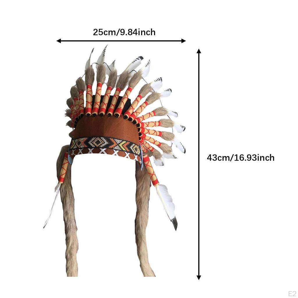 Chief Indian Hat Headwear Feather Headdress for Carnival Fancy Dress Cosplay