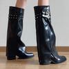 2026 Women Chunky High Boots Pointed Toe Shoes Sexy Lady Dress Gladiator Autumn New Trend Retro Fad Woman Boots Goth Botas Mujer
