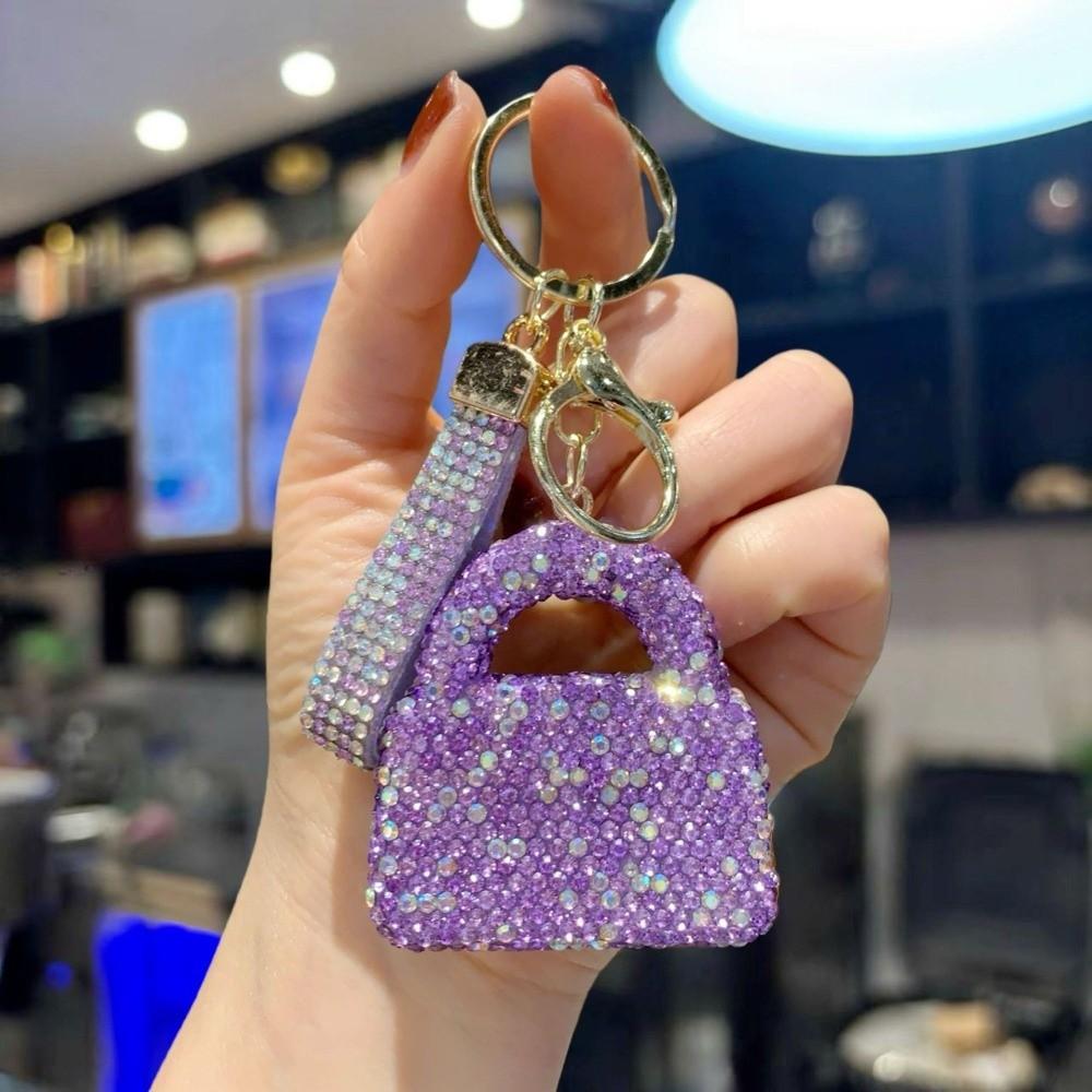 Crystal Mini Handbag Keychain Sparkling Sparkly Keychain High-End Car Key Ring  Keychain Gift