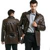 Brown Genuine Lambskin Leather Men Halloween Casual Trench Coat Stylish Formal