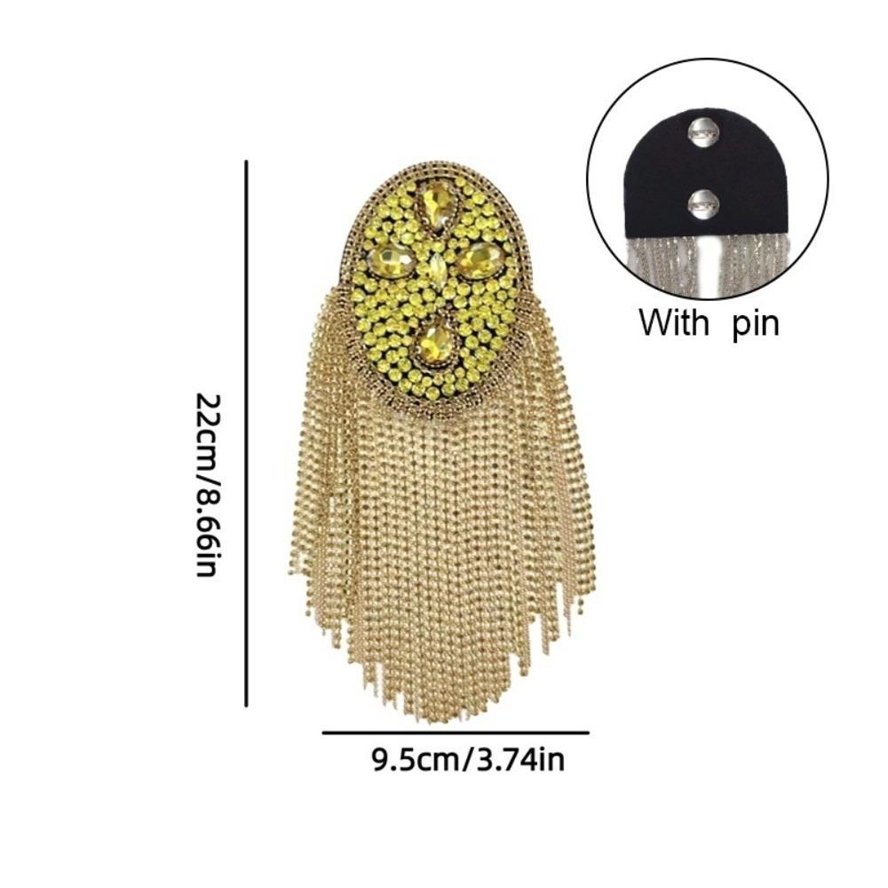 Luxury Beaded Decoration Diamond Tassel Epaulets Detachable Sparkling Shoulder Brooch Rhinestone Brooch Epaulet