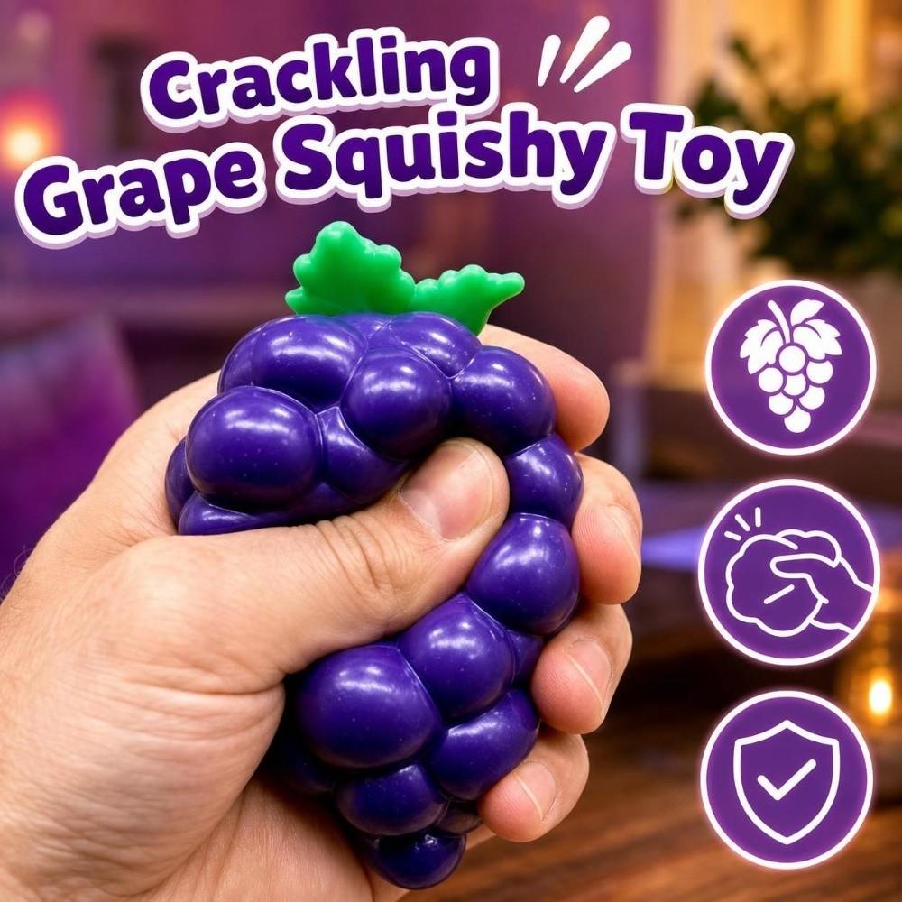 Crunchy Crackling Grape Squishy Toy Soft TPR Fidget Toy Novelty Grape Stress Ball Home Decoration