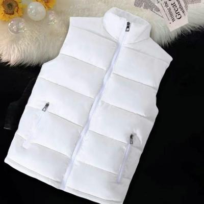 Men Clothing Autumn Winter Casual Solid Cotton Padded Vest Jacket Stand Collar Sleeveless Zipper Coats Male Slim Warm Waistcoat
