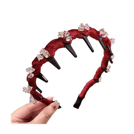 Women Headband Sparkling Rhinestones Decor Anti-slip Teeth Hair Hoop Versatile