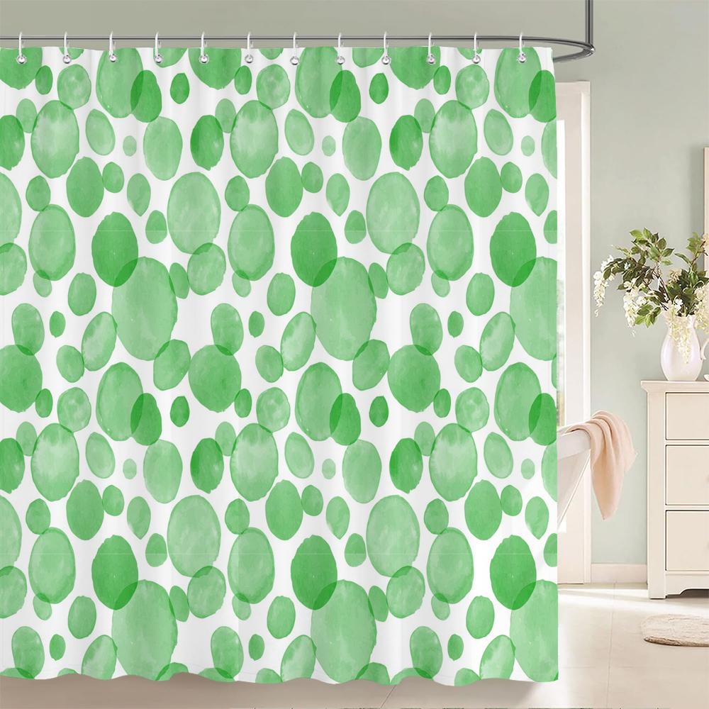1 Pcs Bathroom Shower Curtain Modern Art Simple Circle Printed Polyester Fabric Shower Curtain with Hooks Decoration Curtain