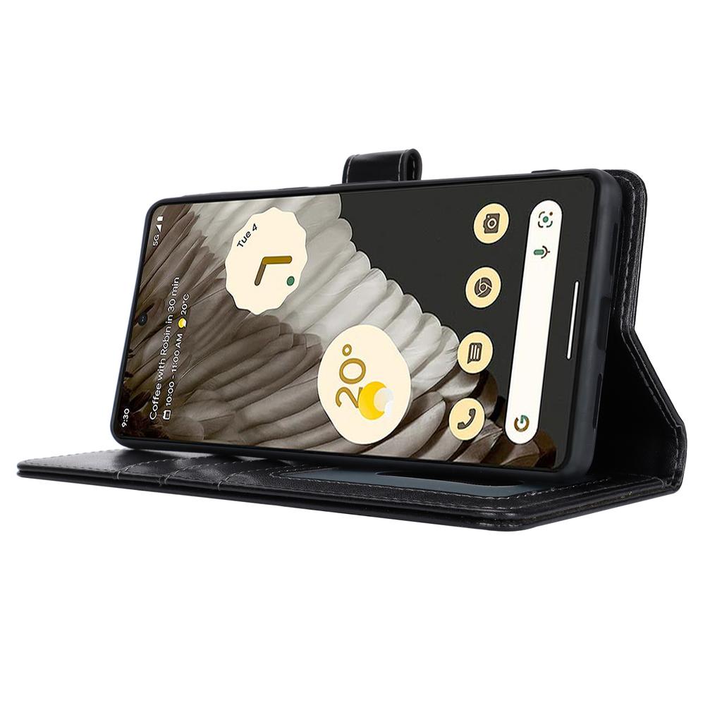 For Google Pixel 7 Pro 5G Case Textured Leather Wallet Phone Cover with Strap
