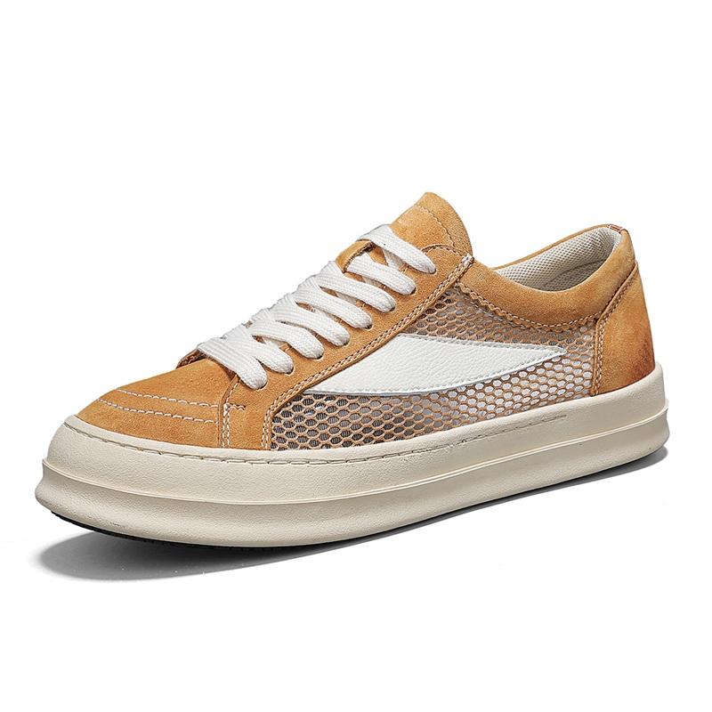 

Fashion Hollow Out New Men Casual Shoes Lace-Up Male Comfortable Flats Lightweight Mens Sneakers Hot Sale Male All-match Walking Shoes 45 коричневый