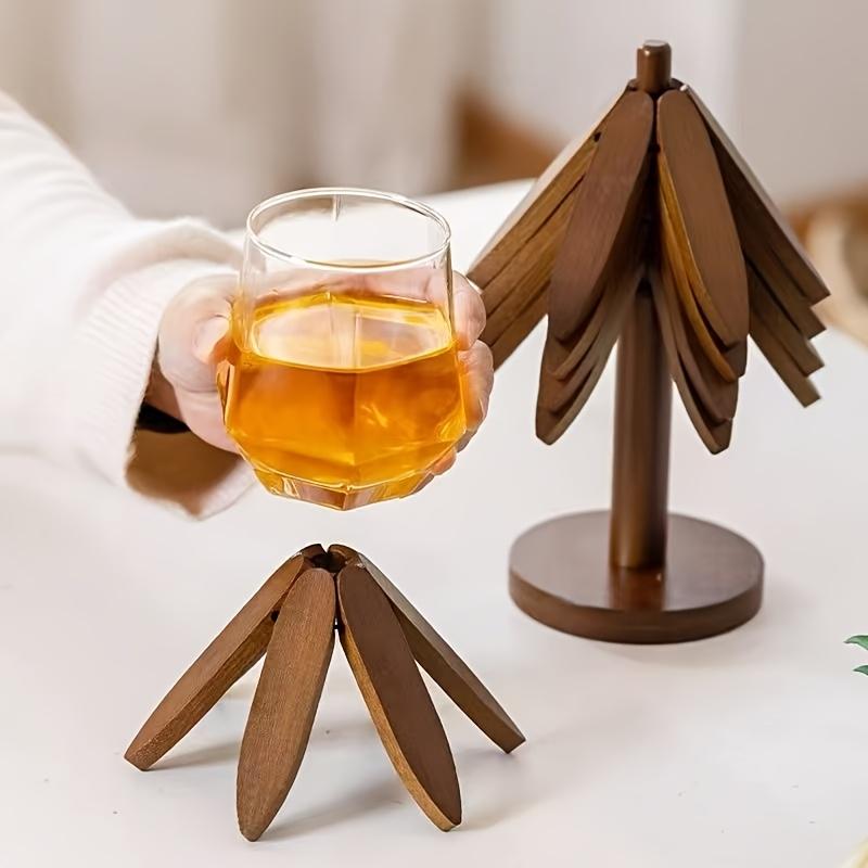 Bamboo heat-resistant mat, suitable for hot dishes and quartz pots, tripod set, 4 bamboo placemats, household use, cup coaster.