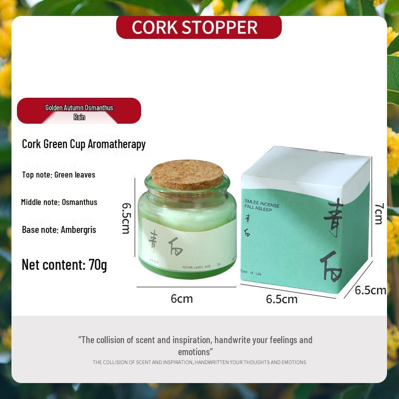 High-End Soy Wax Aromatherapy Candle - Green Cup with Wood Stopper, Smokeless & Fragrant, Perfect for Home, Birthday, Wedding, or Party Favors.