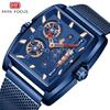 MINI FOCUS Top-Marke Heißer Verkauf Herrenuhr Quadratisch Großes Zifferblatt Blaue Armbanduhr Wasserdicht Edelstahlarmband Mode Business-Uhr